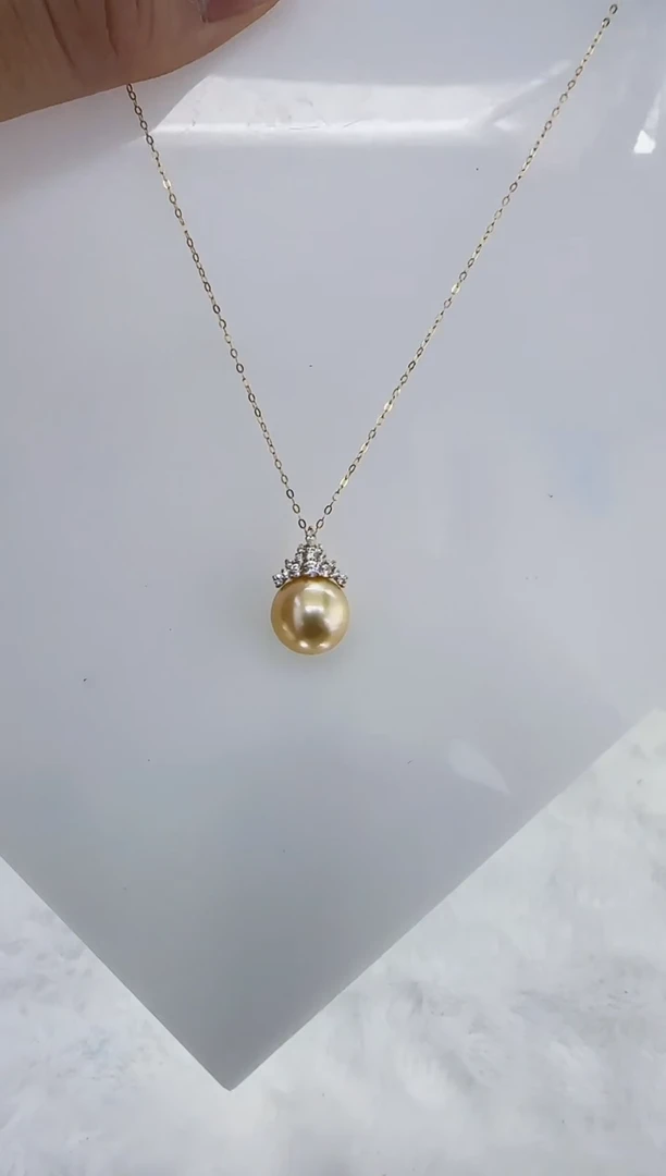 18K金镶嵌海水珍珠DA海水金珠吊坠12 ss179