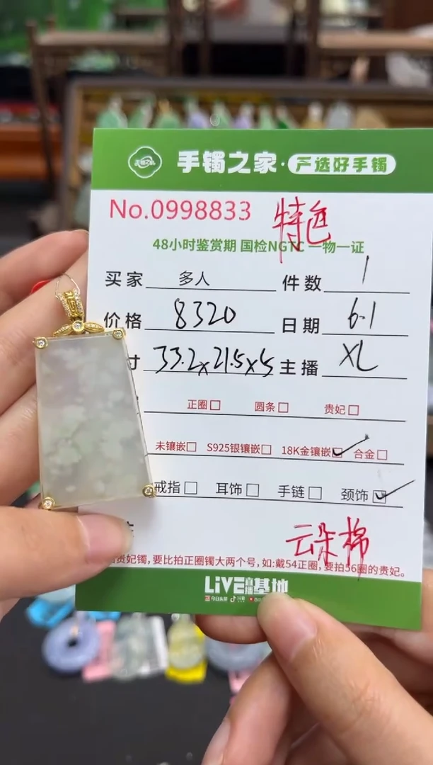 翡翠18K金镶嵌颈饰多人