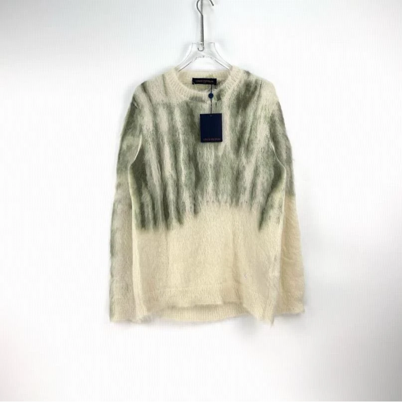 全新未使用 LOUIS VUITTON PARIS 针织圆领长袖 绿白/S