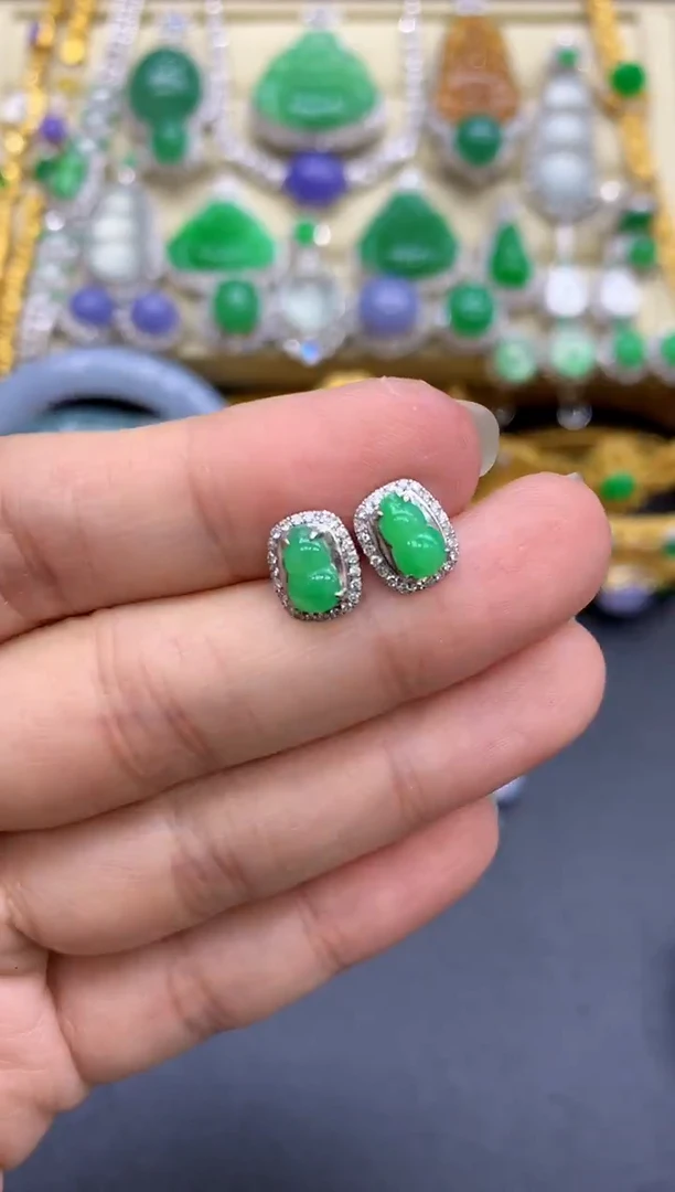 18K金镶嵌翡翠耳饰216-中国好珍宝