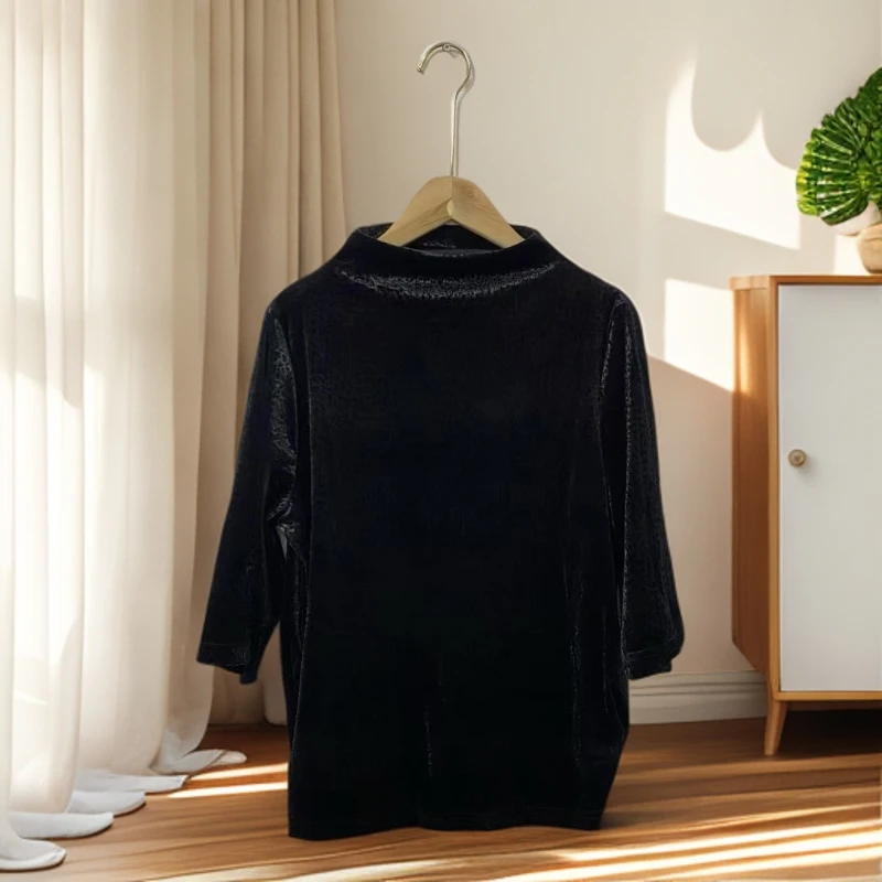 1519打底上衣妈妈装高贵新款妈妈装洋气收腰过膝法式