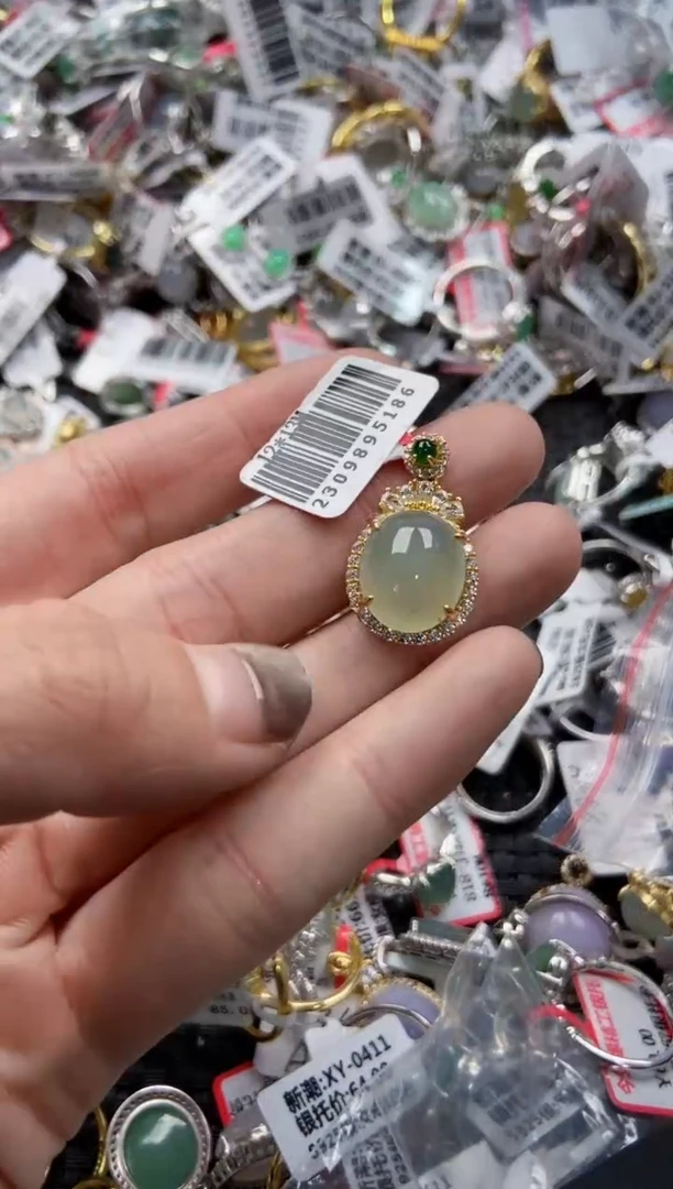 银S925镶嵌戒指翡翠11 11 11----8