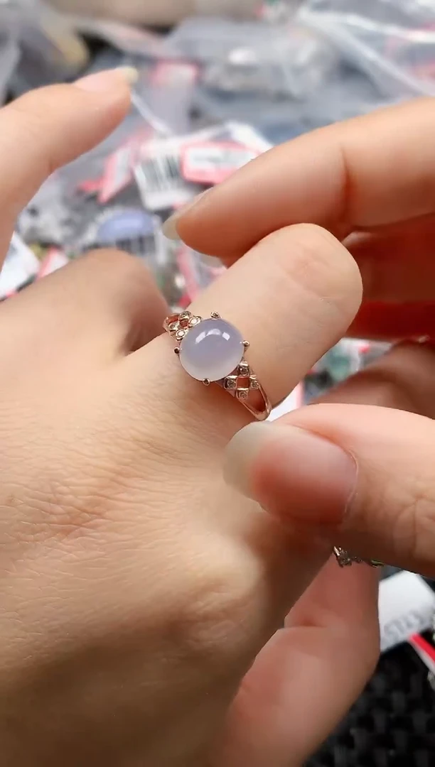 银S925镶嵌戒指翡翠天然A货缅甸翡翠