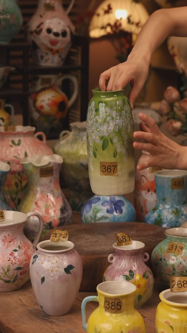 陶瓷景德镇设计师手作花器摆件侘寂风367