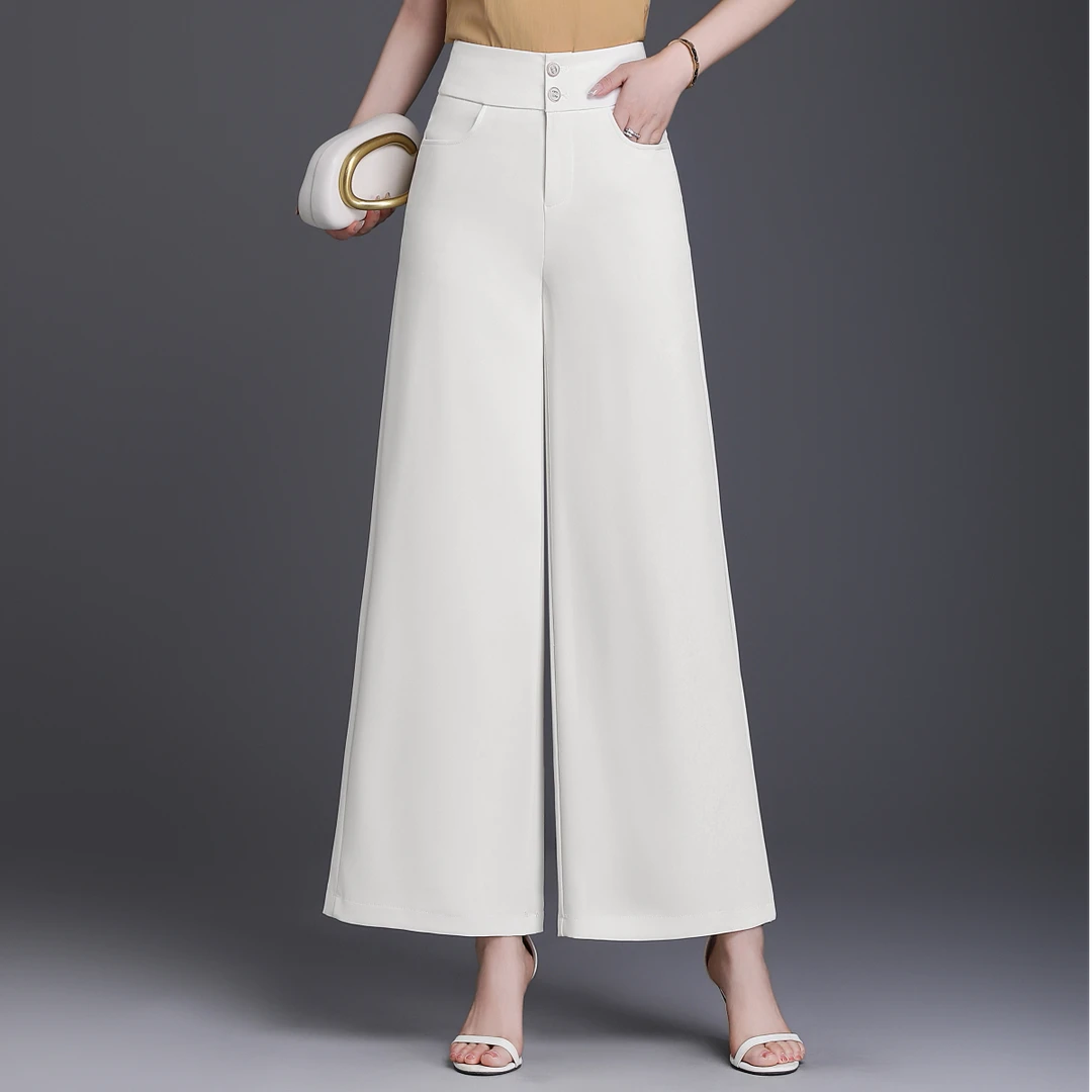 夏季新款垂感宽松阔腿裤女九分裤高腰显瘦裤直筒休闲裤子