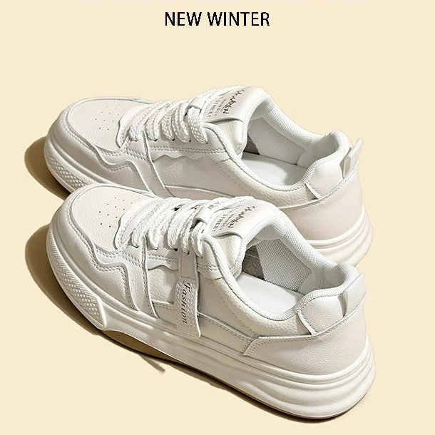 Moleubak小白板鞋女款2025秋冬新款厚底休闲运动女鞋白鞋子秋款