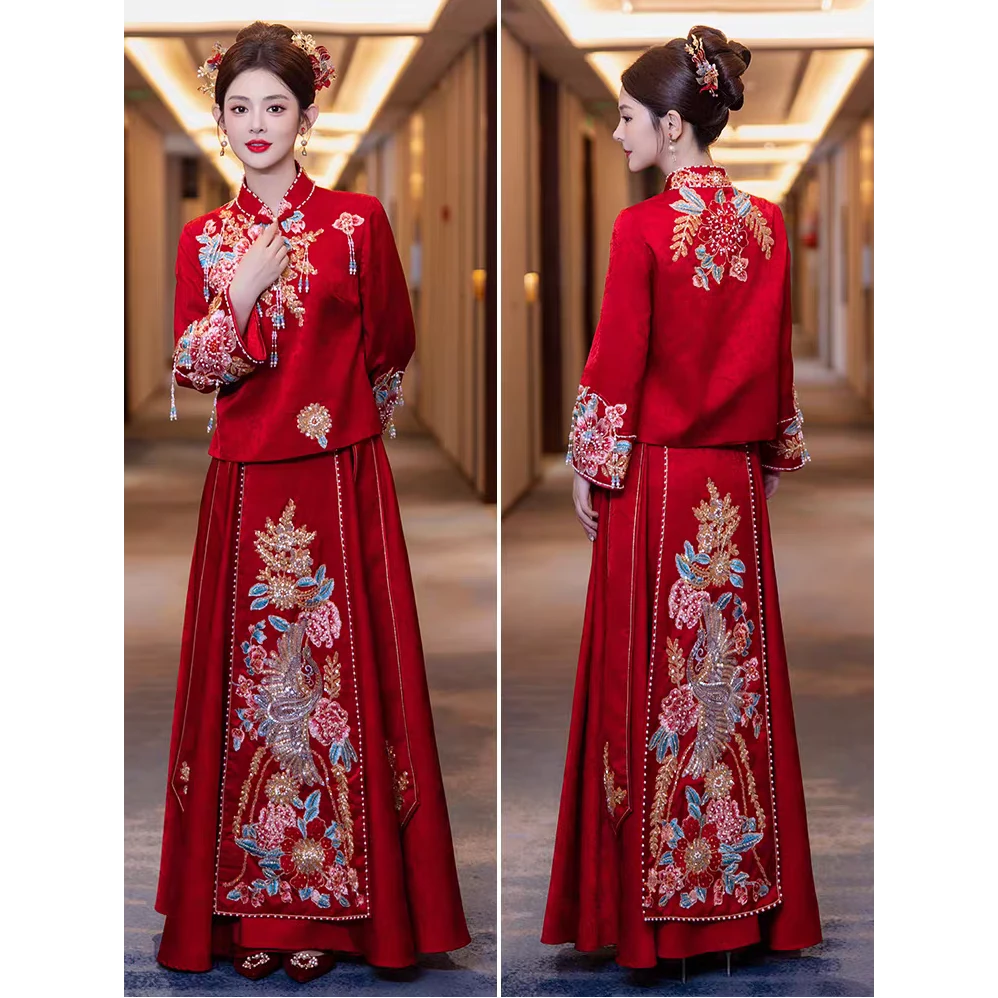 2025新款新中式订婚敬酒服新娘结婚礼服出阁婚服敬酒服小个子显瘦