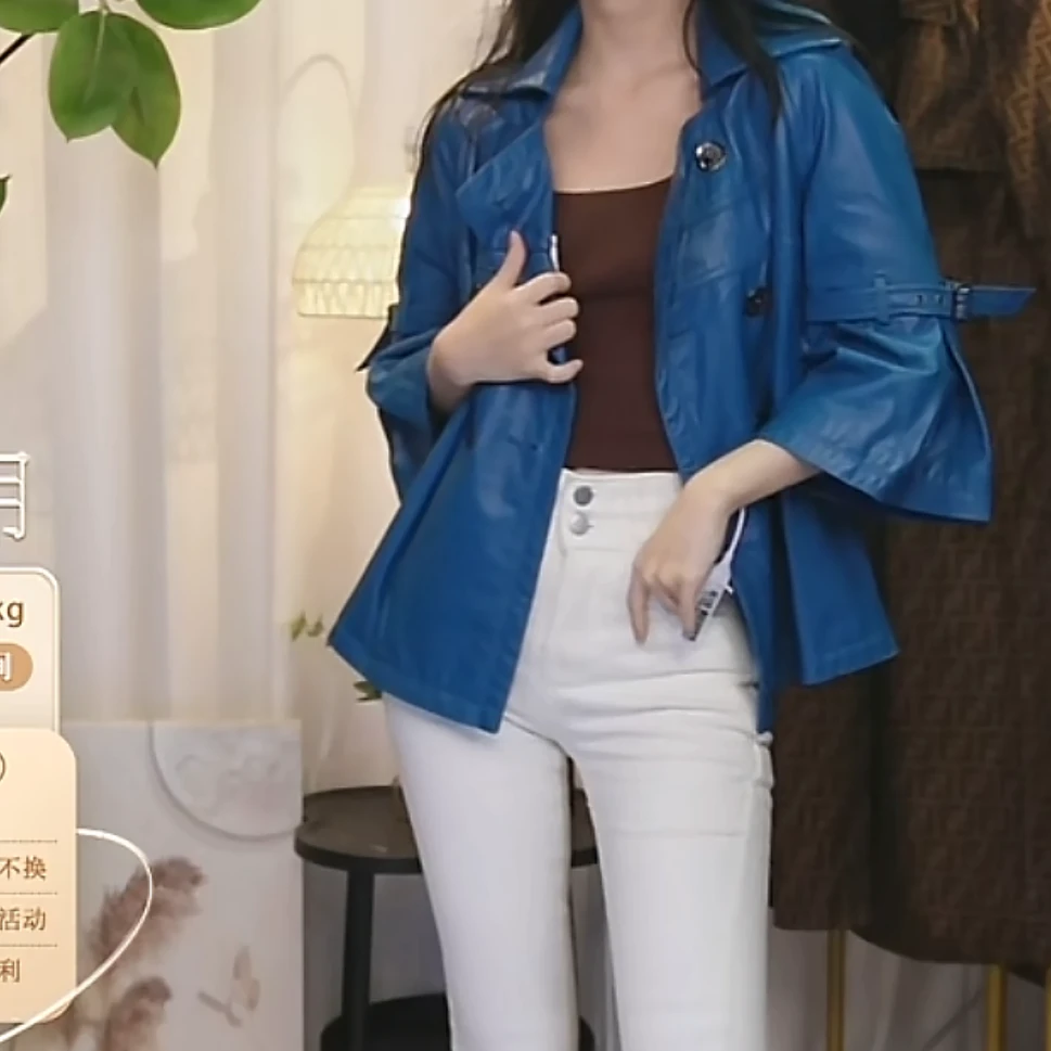 95新 BURBERRY/博柏利 巴宝莉短款皮衣外套/cc0031