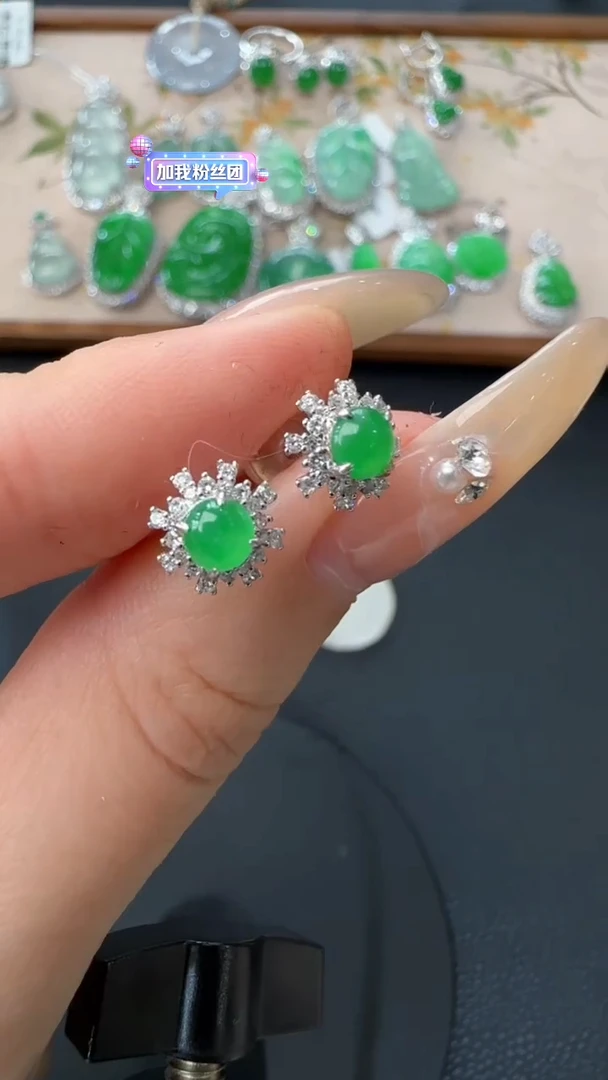 【闪购商品】翡翠耳饰18K金镶嵌耳饰23(多样性发货)