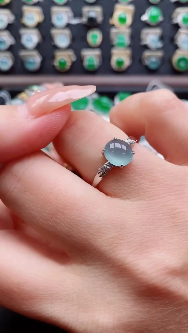 银S925镶嵌戒指翡翠1