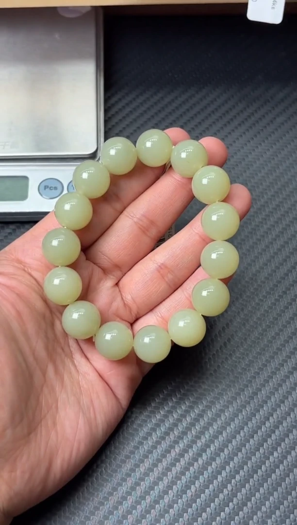 未镶嵌手串和田玉若羌李保国矿微色差卡14