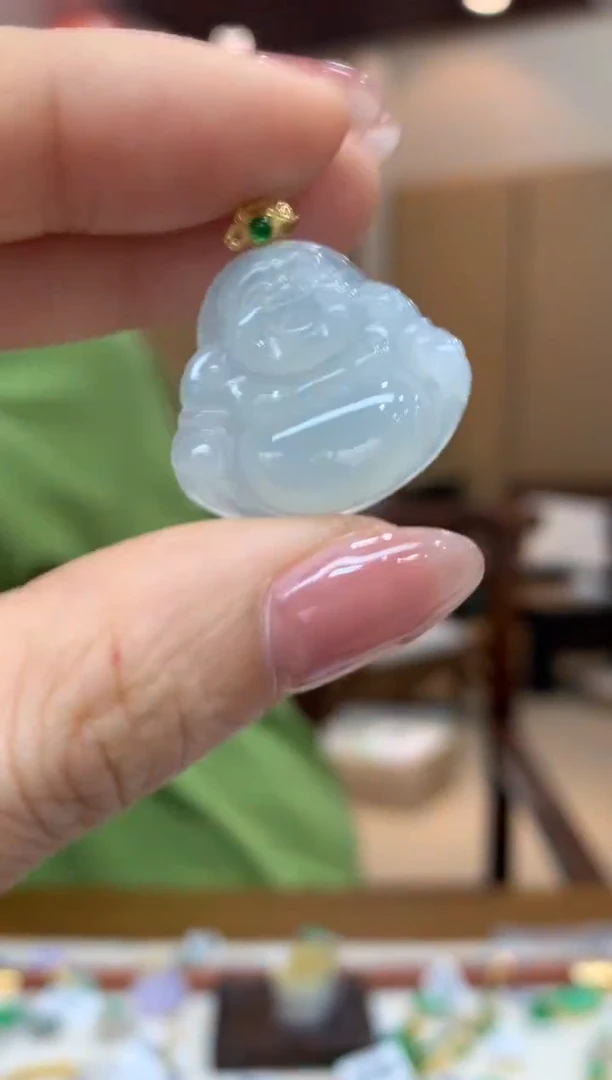 吊坠(不含链)18K金镶嵌翡翠佛公