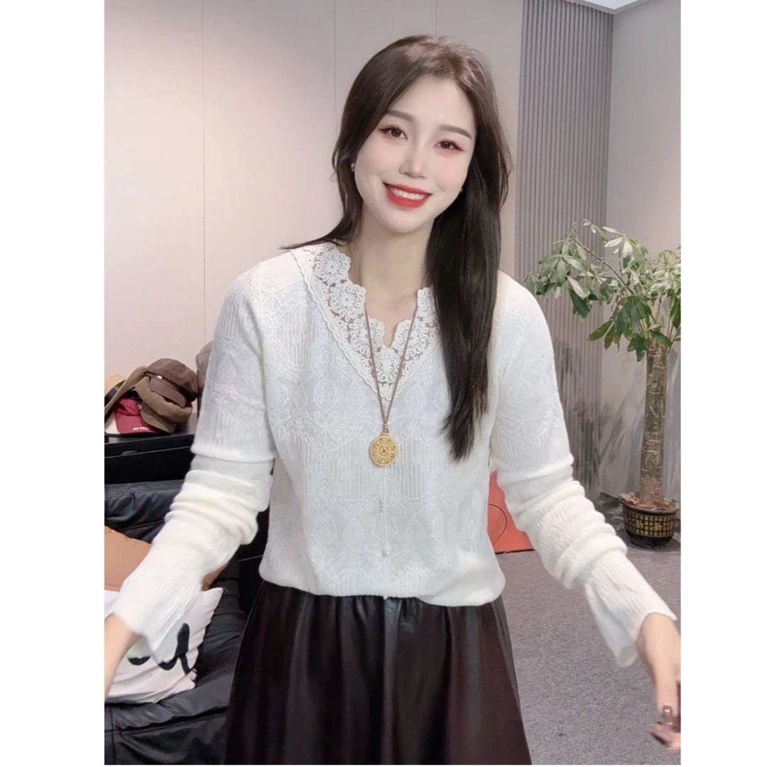 【唯美女装】法式浪漫～别致重工V领设计感可外穿可打底长袖小衫
