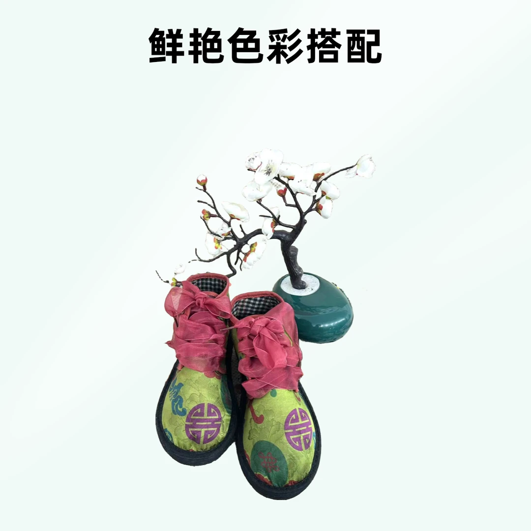 [福禄寿高帮单鞋]透气女鞋帆布鞋国风民族风布鞋刺绣汉服鞋古装鞋