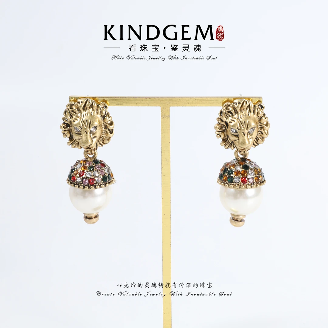 铜合金耳饰 KindGem 复古轻奢设计师款个性耳环大款  C-46086