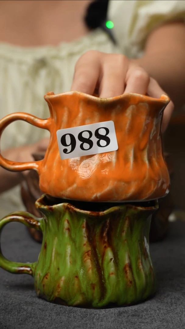 杯子988景德镇手工颜色釉杯子 2个