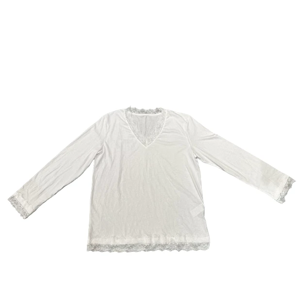 韩版新款V领拼接蕾丝上衣休闲洋气时尚百搭宽松