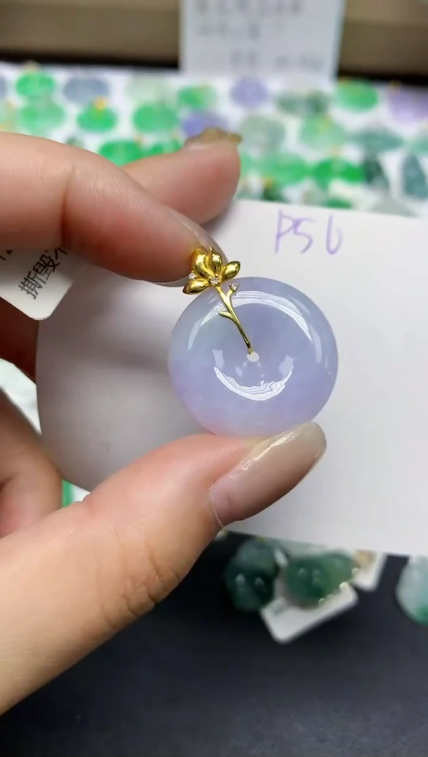 颈饰18K金镶嵌翡翠天然缅甸翡翠A货翡翠百元以上9元证书费自理