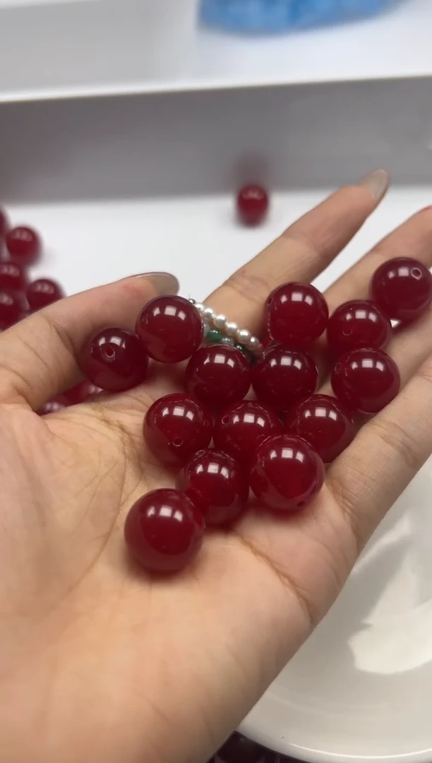 南红玛瑙未镶嵌颈饰w2196冰锦红南红14mm*4颗