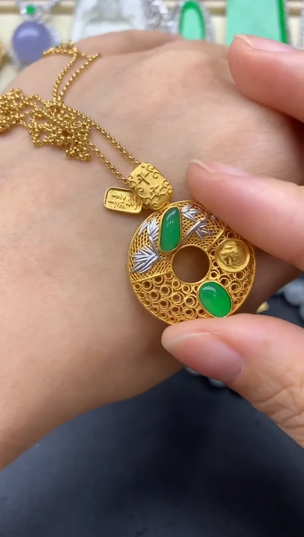 翡翠18K金镶嵌颈饰547-中国好珍宝1