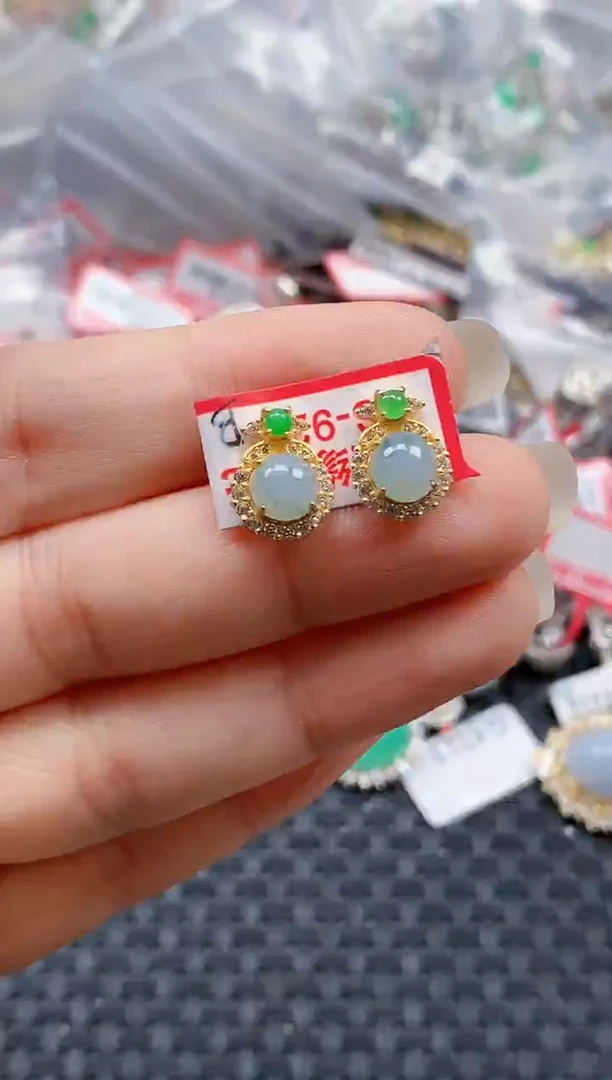 银S925镶嵌戒指翡翠天然A货缅甸翡翠