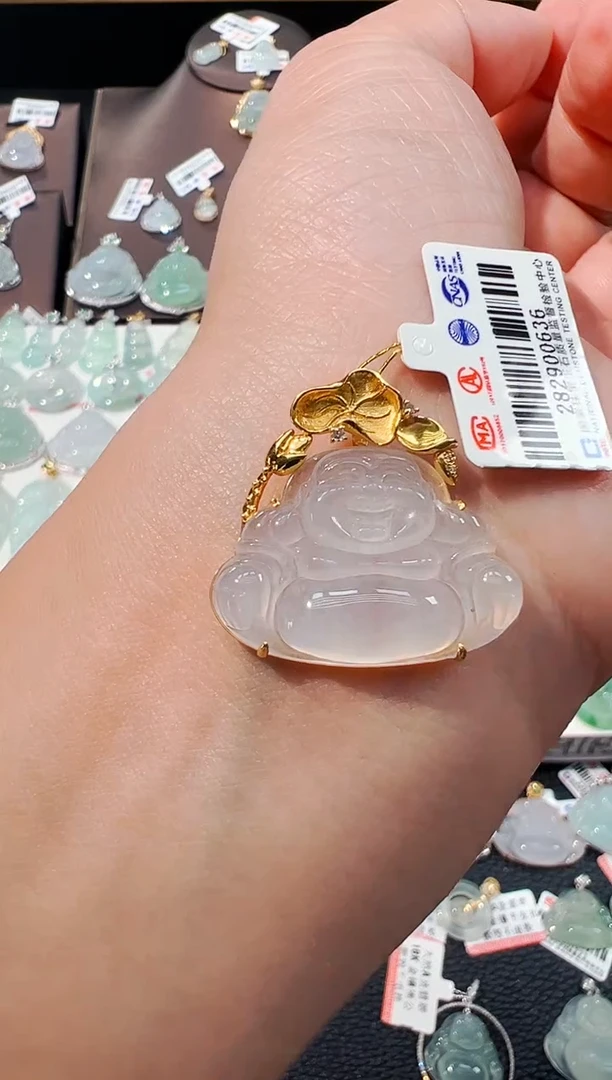翡翠18K金镶嵌吊坠(不含链)佛公吊坠636