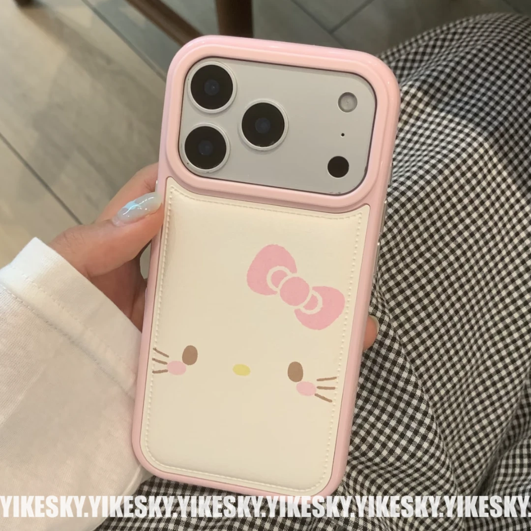 秋冬皮质蝴蝶结KT苹果17promax手机壳iPhone16151413防摔14pro女