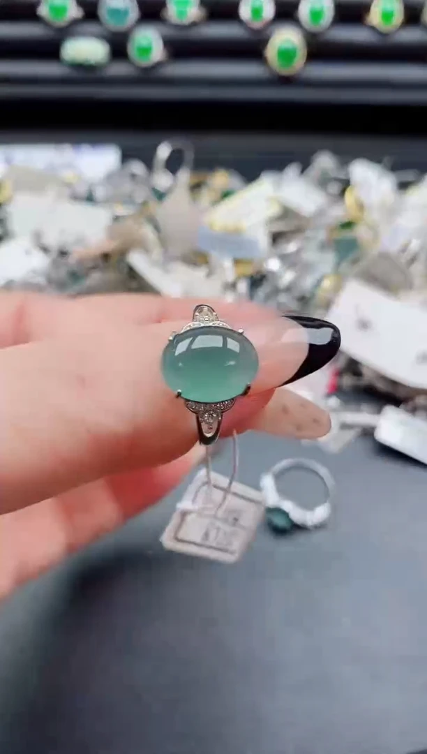 银S925镶嵌戒指翡翠1