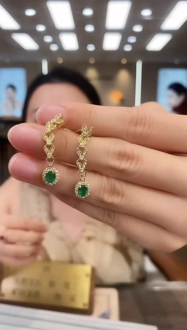 银S925镶嵌耳饰祖母绿01