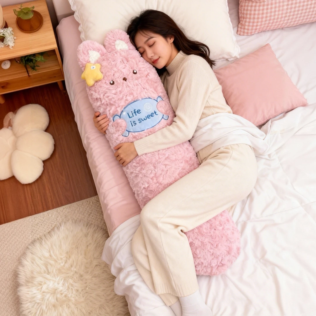 可爱毛绒甜甜兔长条抱枕女生生日礼物床头装饰节日礼物宿舍靠枕