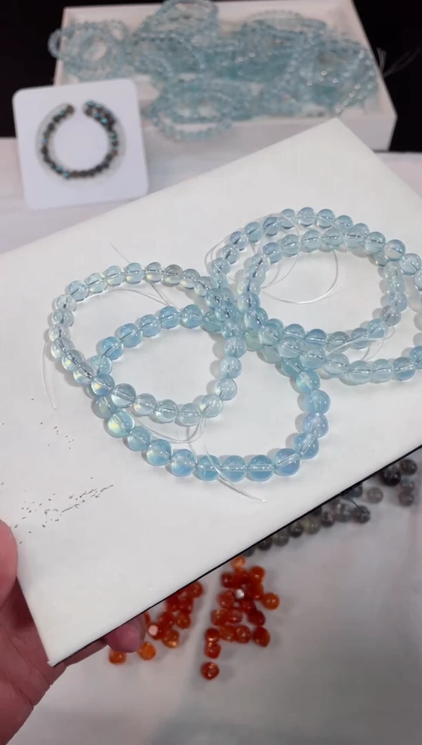 【闪购商品】水晶【R201】海蓝宝7mm+手串未镶嵌多样性发一条