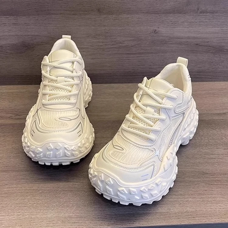 老爹鞋女款2025春季新款厚底增高小个子榴莲底百搭休闲运动鞋女