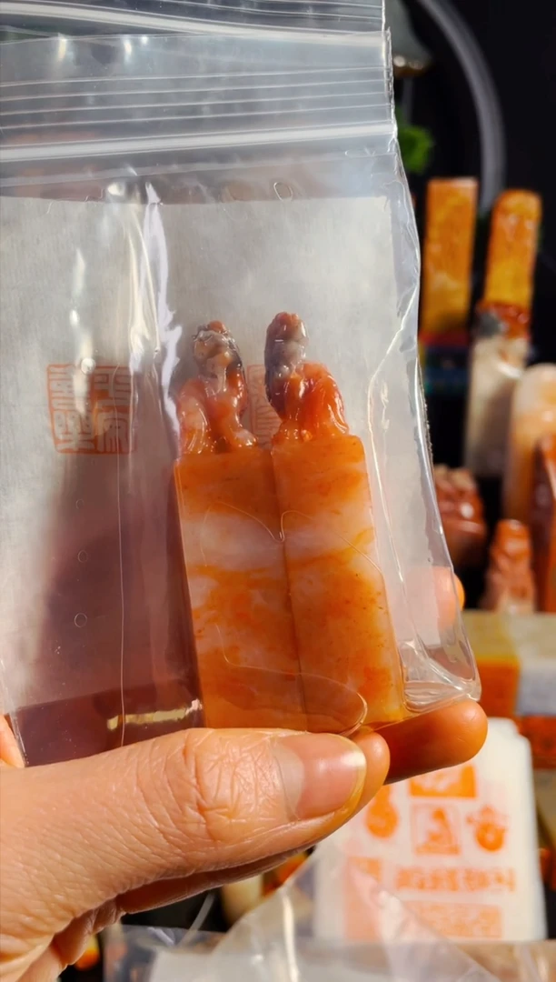 【闪购商品】老挝石印石手工篆刻《平安喜乐+顺遂无忧》一对