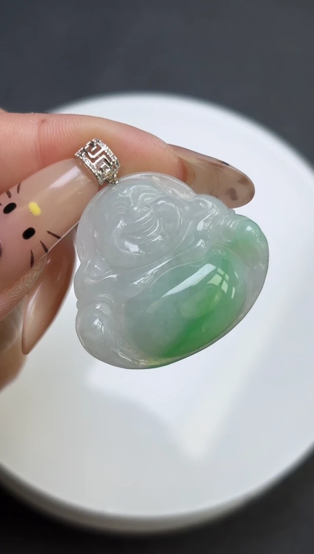 颈饰18K金镶嵌翡翠佛公