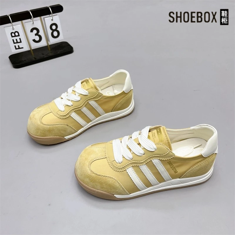 SHOEBOX/鞋柜复古德训鞋女平底透气运动鞋2025春夏季新款软底鞋
