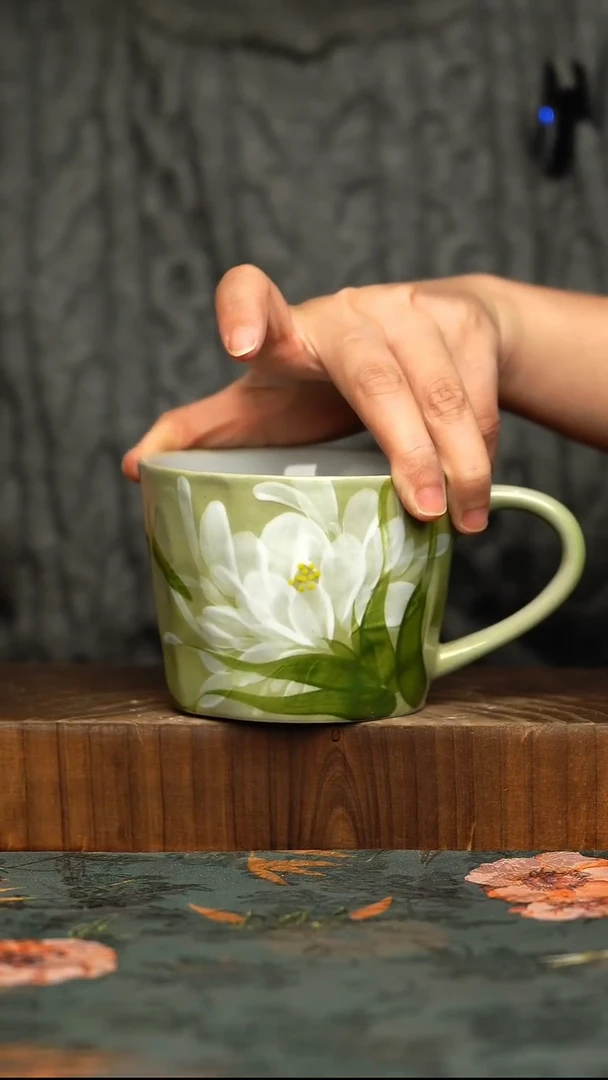 杯釉下彩手工手绘同款陶器