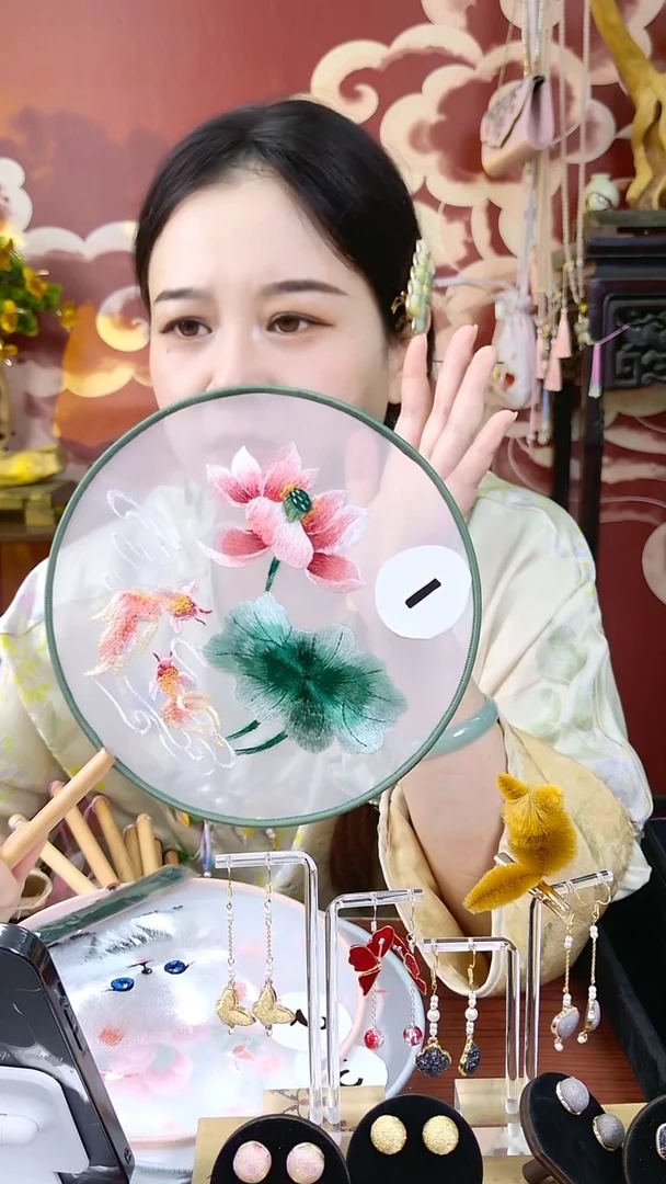 纯铜合金琉璃非遗绒花刺绣01