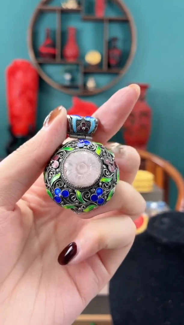 非遗手工花丝镶嵌吊坠