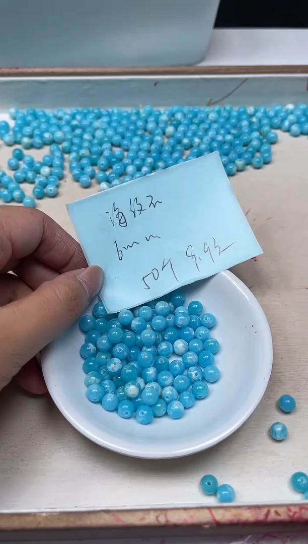 玛瑙/玉髓散珠未镶嵌C751 海纹 石6mm 50颗9.9元