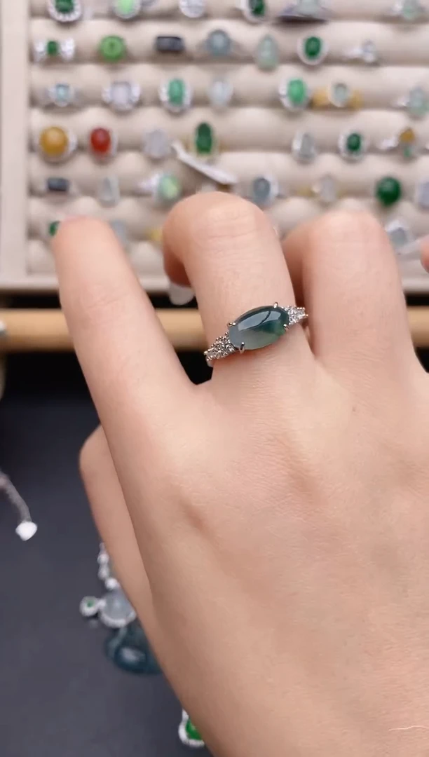 银S925镶嵌戒指翡翠0