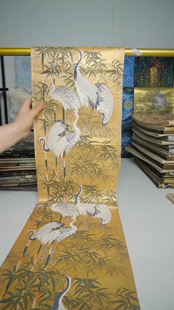 织绣织锦37竹子仙鹤