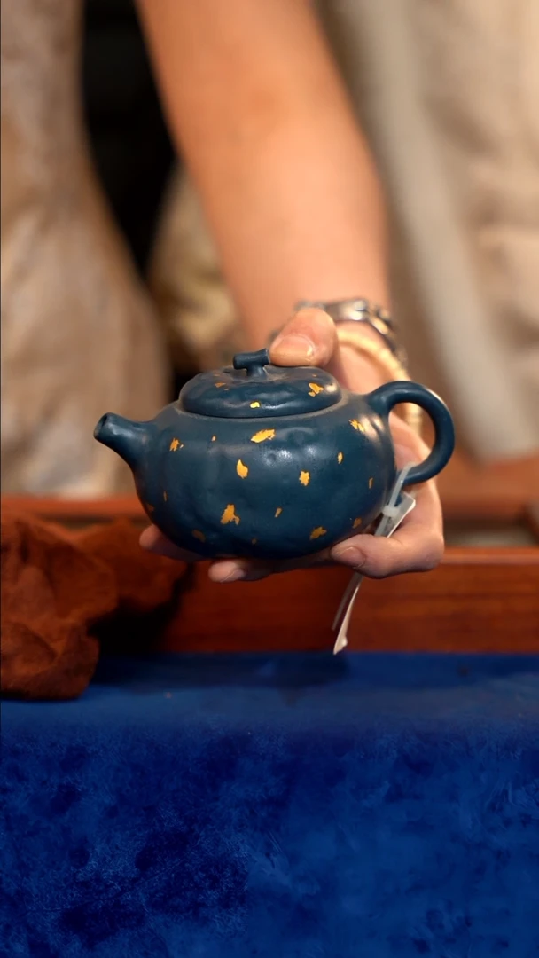 紫砂 宜兴紫砂 TZP  蓝  南瓜