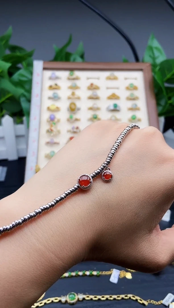 银S925镶嵌手链翡翠12