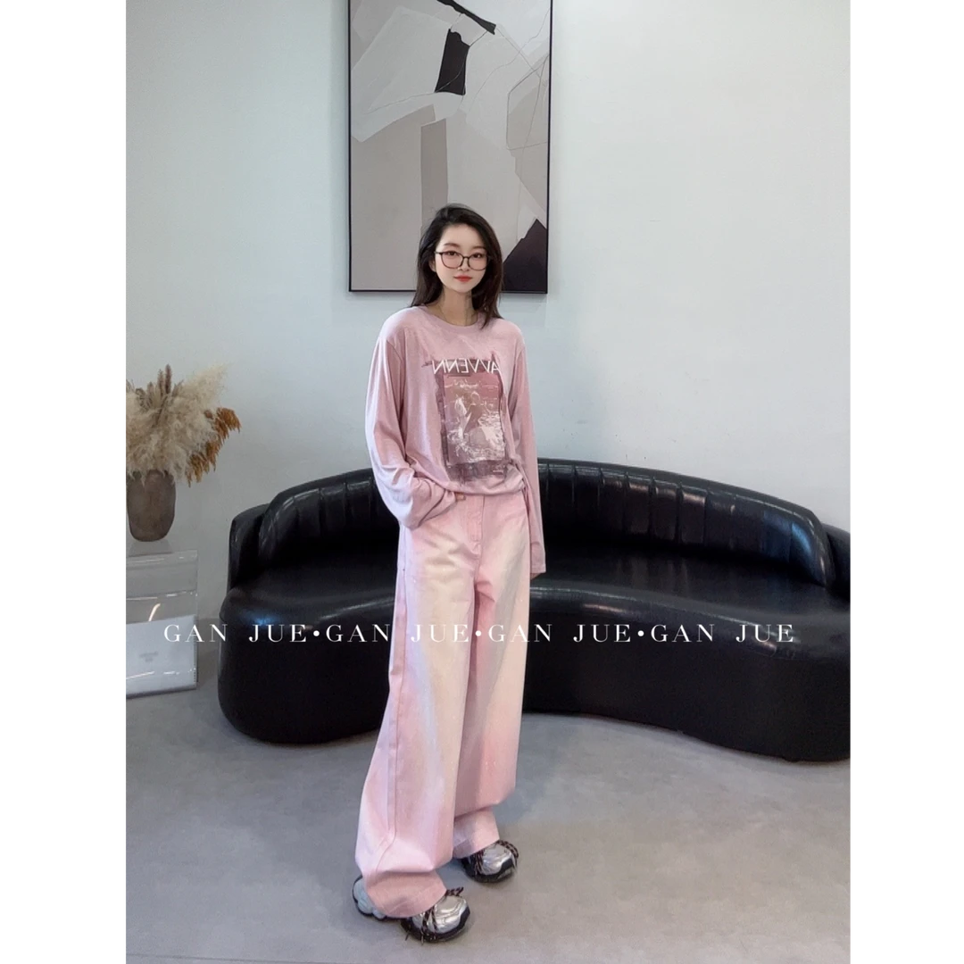 avvenn设计师品牌25春 浅粉色 喷漆 牛仔裤 ganjue买手店