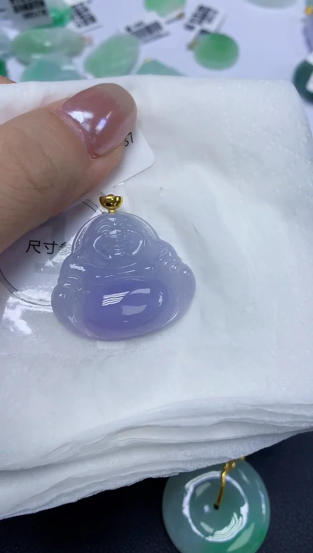 翡翠18K金镶嵌颈饰天然缅甸翡翠A货多样性发一件
