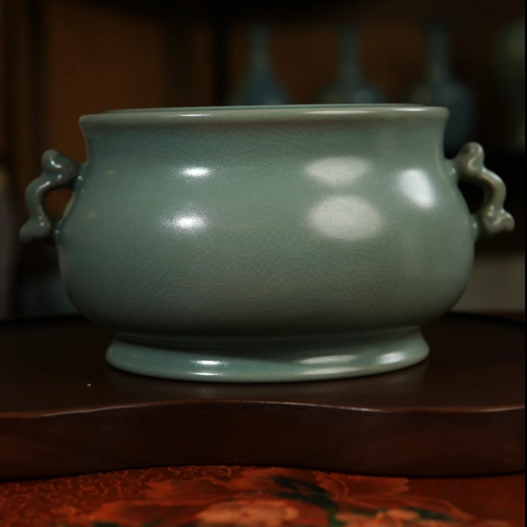汝瓷茶具香炉香道双耳如意炉仿古