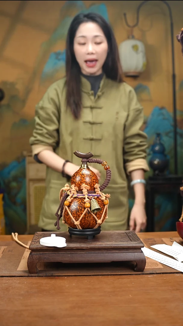 YU077复古网兜款天然酒葫芦（一物一拍）