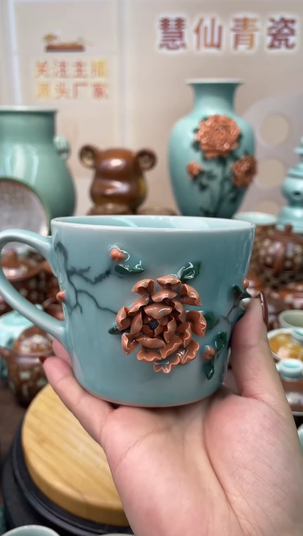 瓷手工捏花  慧仙青瓷 龙泉青瓷大促 不分正暇