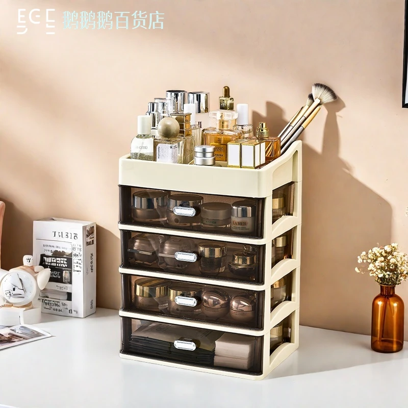 化妆品收纳盒桌面置物架护肤品口红整理防尘大容量多层化妆箱