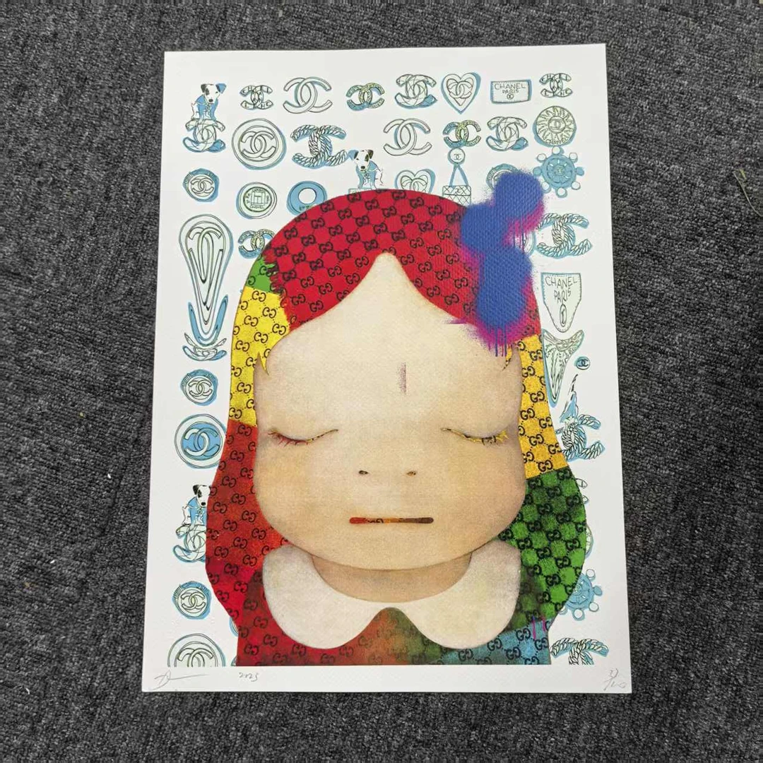 【山】death nyc 版画 白底logo 彩发奈良美智 潮流版画 尺寸A3